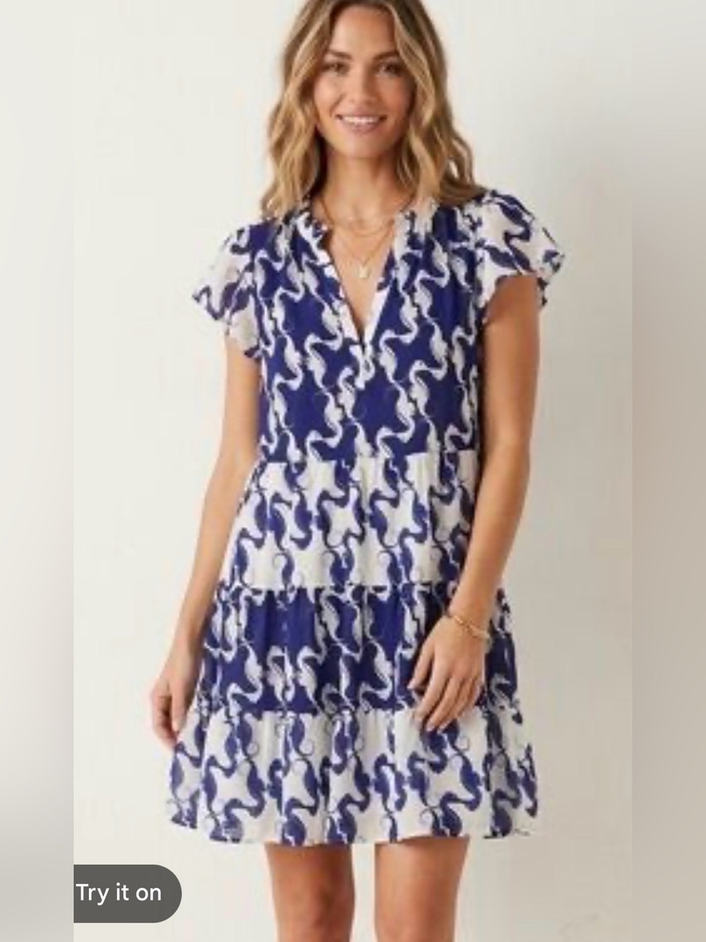 Anthropologie Seashell Tiered Dress Sz S